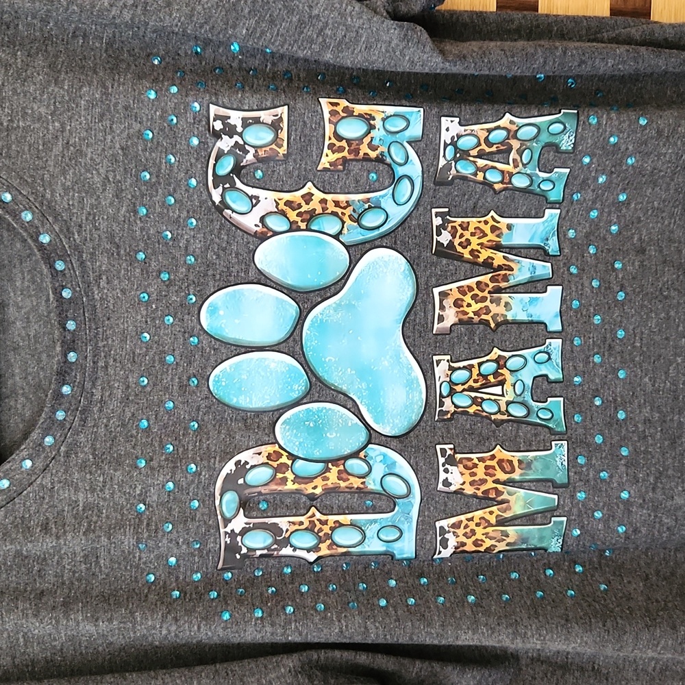 NWOT! Custom Dog mama tshirt with diamonds - Picture 3 of 8